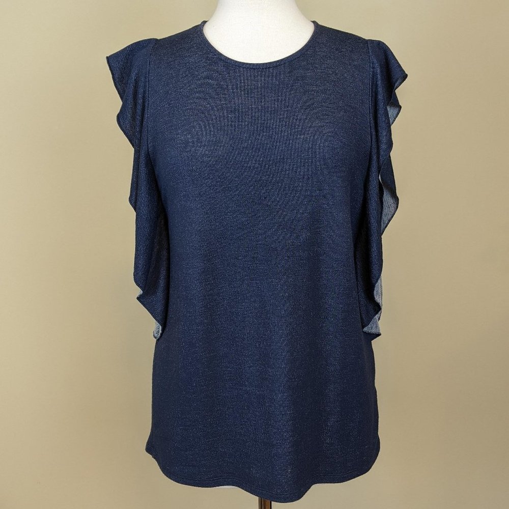 Coin 1804 Ruffle Navy Top Large size